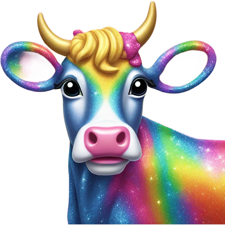 Lisa frank glitter sun star rainbow cow emoji