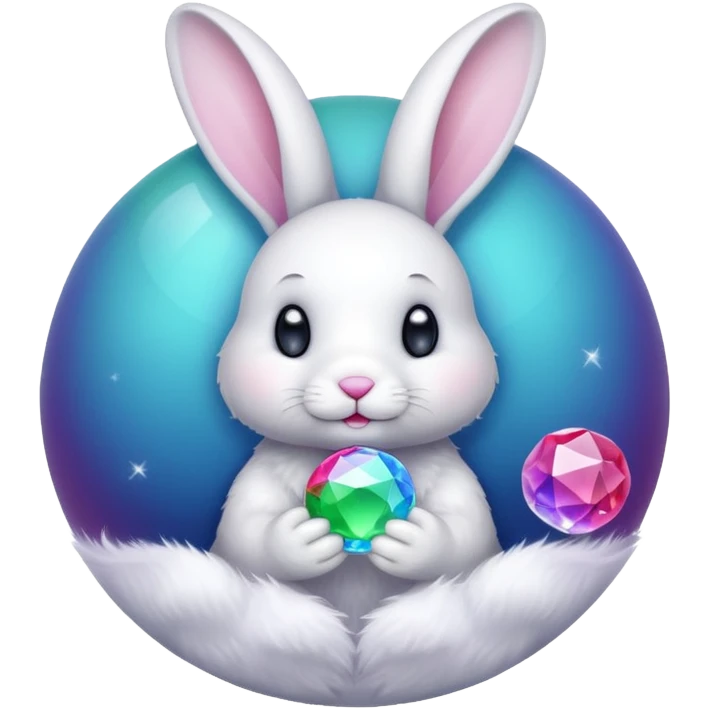 White bunny with colour crystal ball emoji