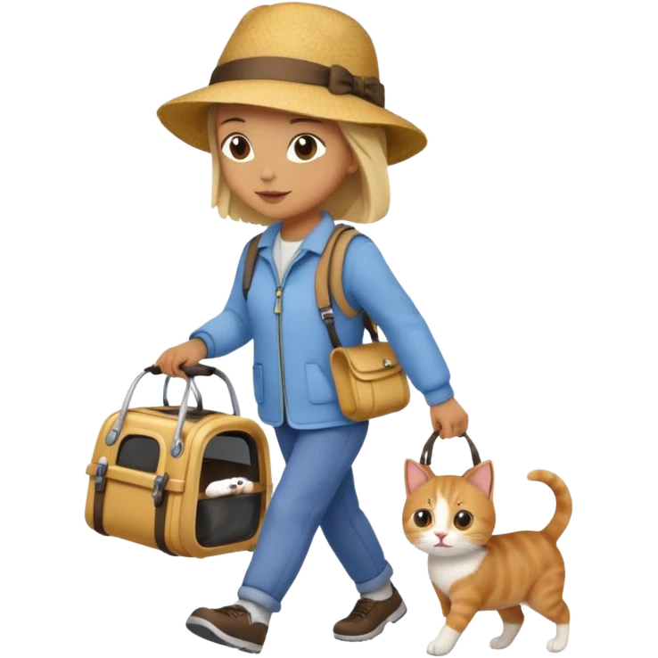 Walker with cat in carrier, Pet Walkers. emoji