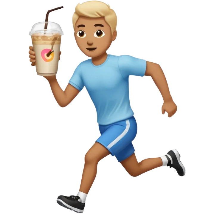 gay person running with ice coffee  emoji
