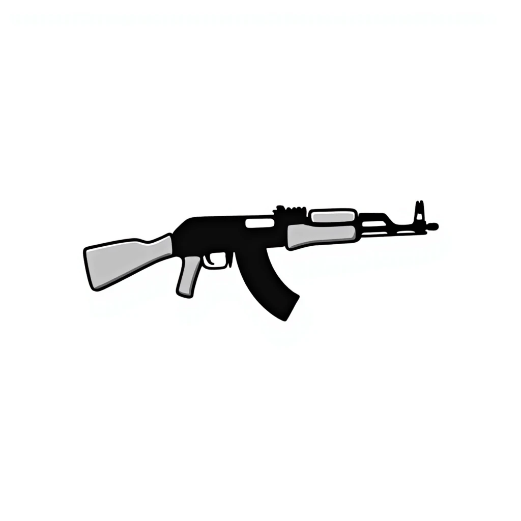 AK-47 assault rifle, hand drawn doodle style emoji