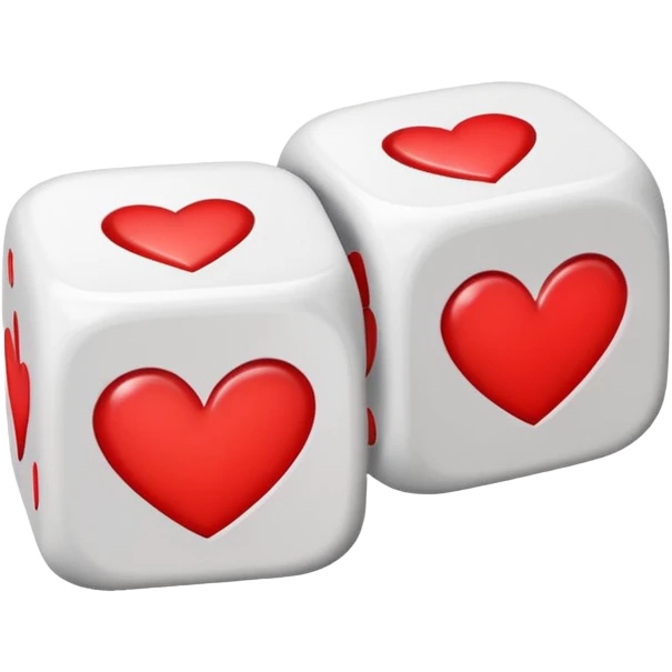 two dices in with red heart details emoji