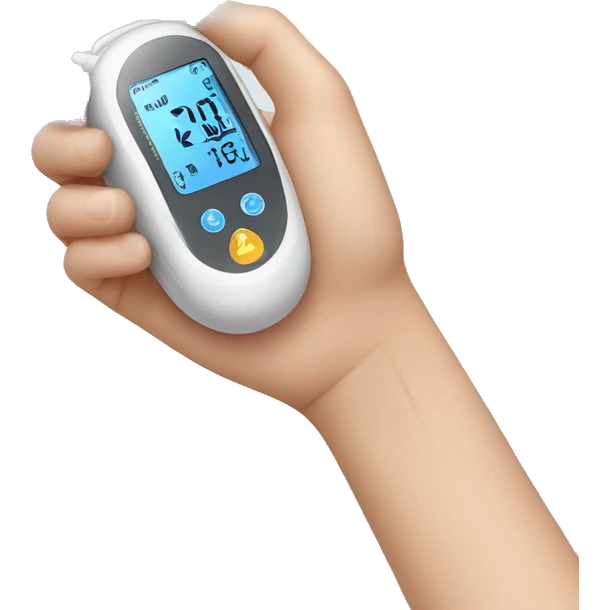 diabetes device realistic with hand emoji