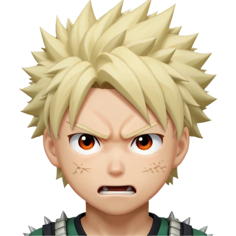 Bakugo Katsuki from My Hero Academia with spiky blonde hair and angry expression emoji