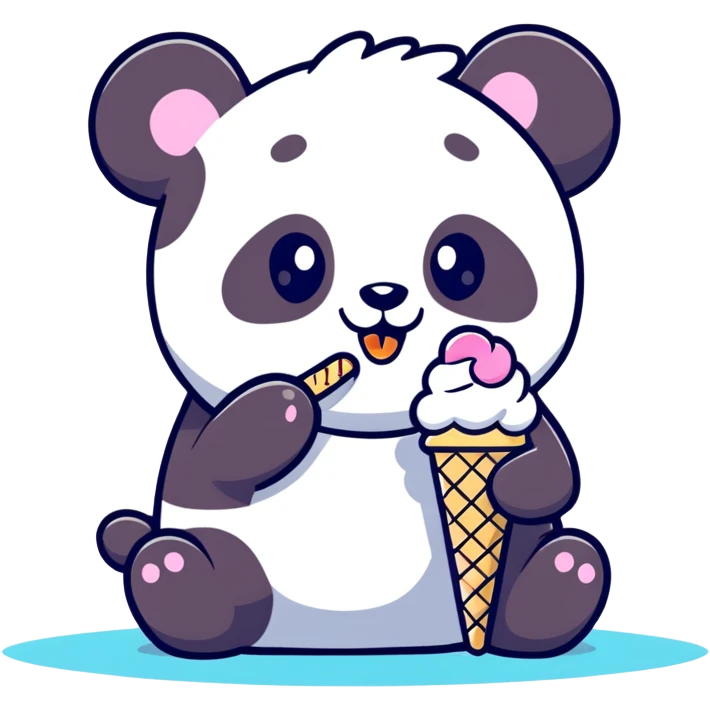 Panda eating ice cream emoji