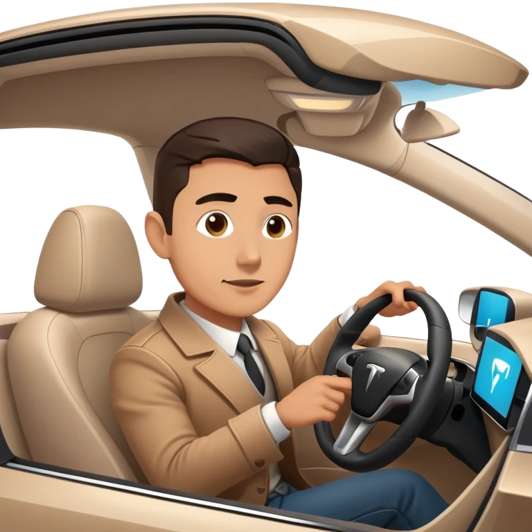 Guy driving a Tesla car  emoji