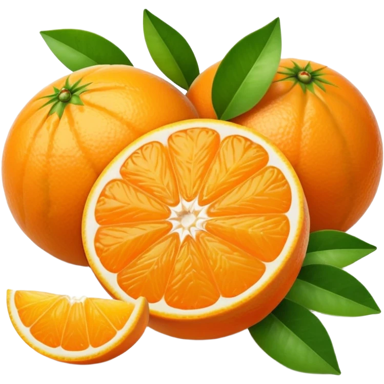 single small round orange citrus fruit peeled in segments with a green leaf no basket or extras soft lighting subtle shadows emoji scale emoji