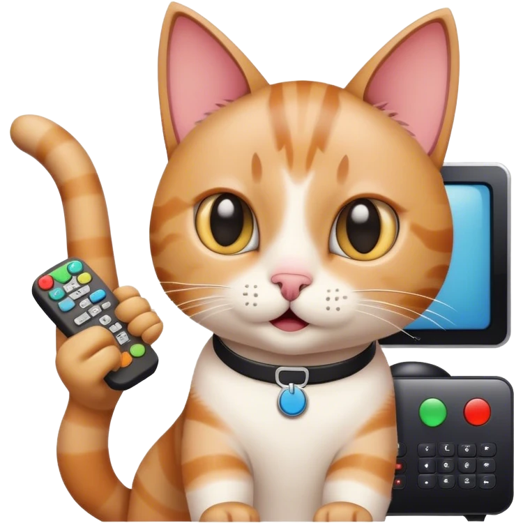 Cat pointing tv remote emoji