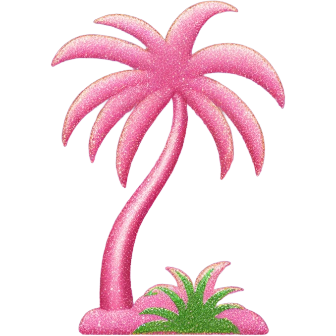 Pink palm tree with glitter  emoji