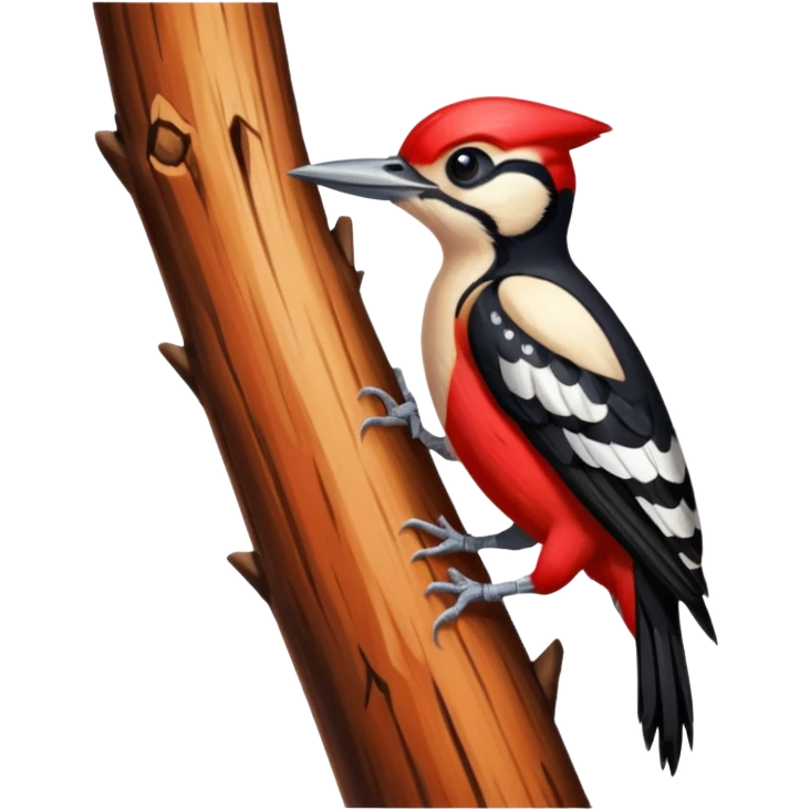 A colorful woodpecker tapping on a tall tree. emoji