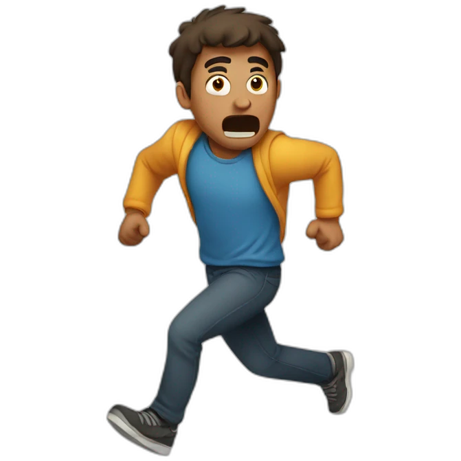scared man running away emoji