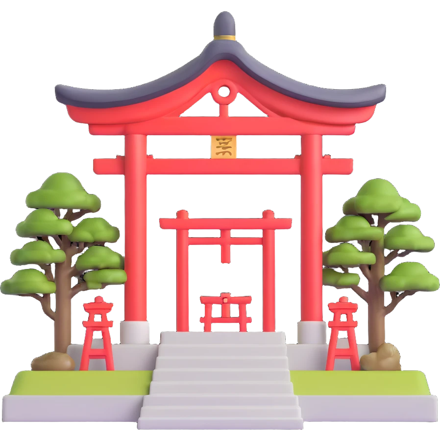 shinto shrine, microsoft style 3d fluent emoji emoji