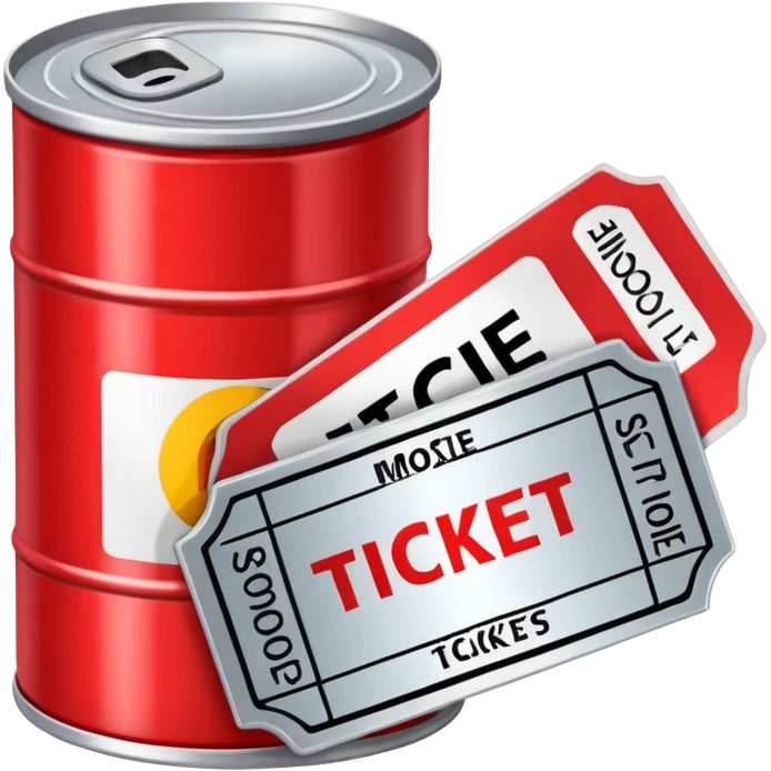 a can of gasoline and 2 tickets emoji