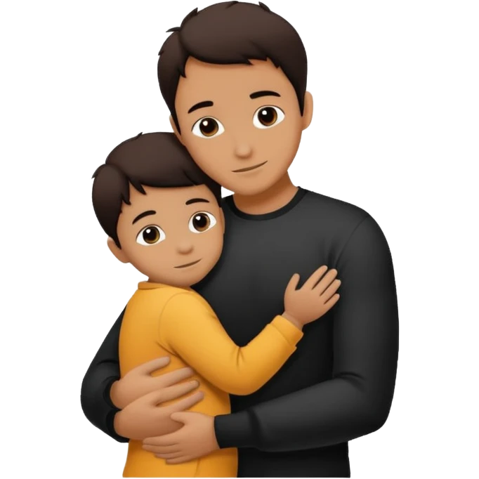 adult silhouette hugging a small child silhouette inside emoji
