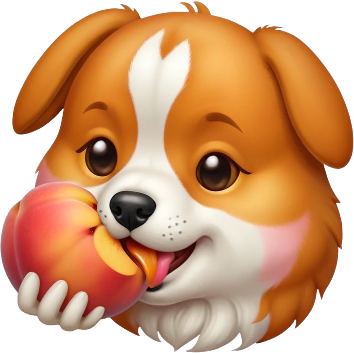 Dog licking peach emoji