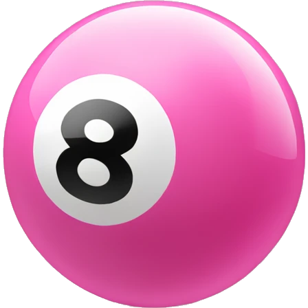 pink 8 ball, with one 8 symbol emoji