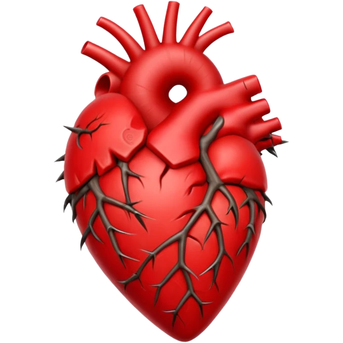 anatomical heart wrapped in thorns emoji