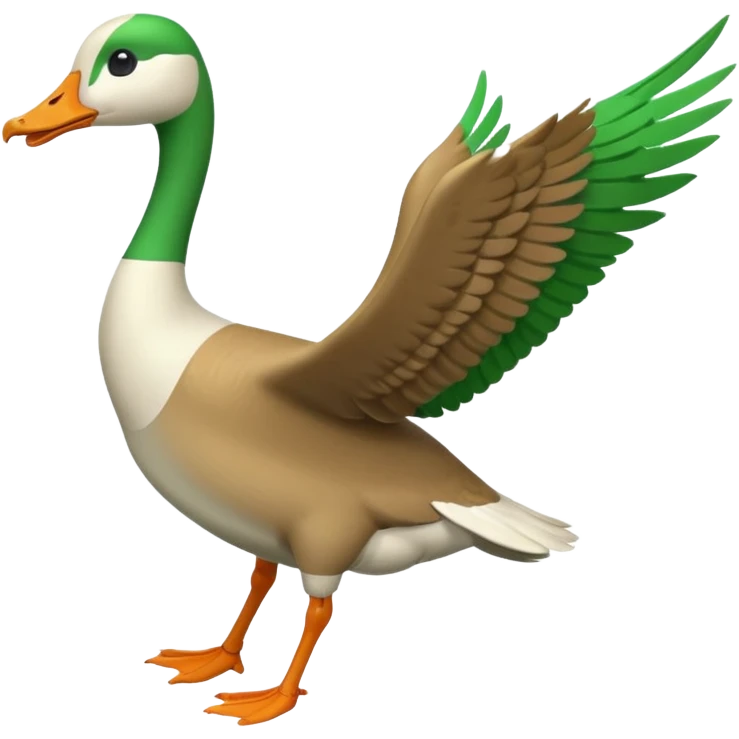 "Running goose emoji with long neck and two legs, all bright green #39C700. Wings folded tightly, no flapping or extra colors." emoji