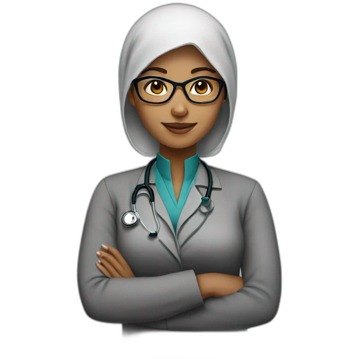 women muslim with black glasses and she is a doctor emoji