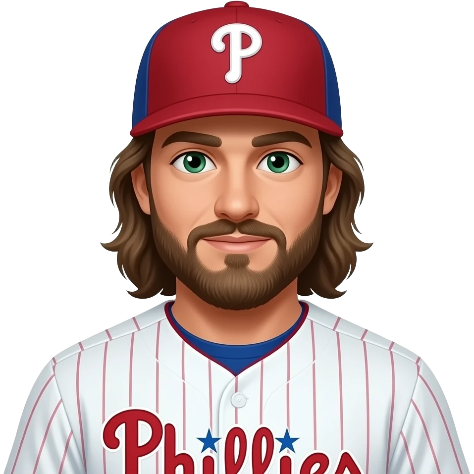 Brandon marsh Phillies long hair and long beard green eyes emoji