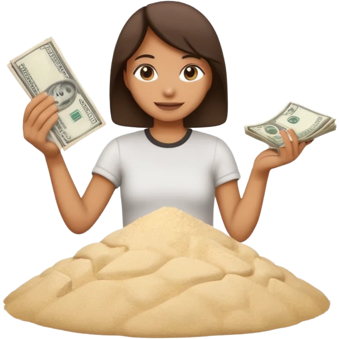 emoji holding money in hand next to pile of flour emoji