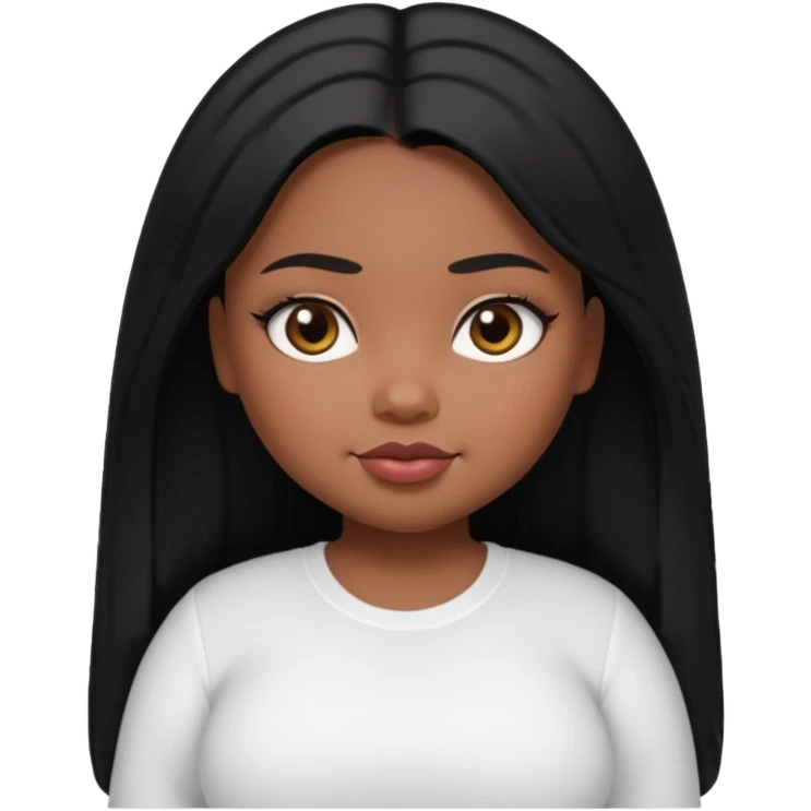 fat dark pretty bratz girl with black straight hair and white full sleeve emoji