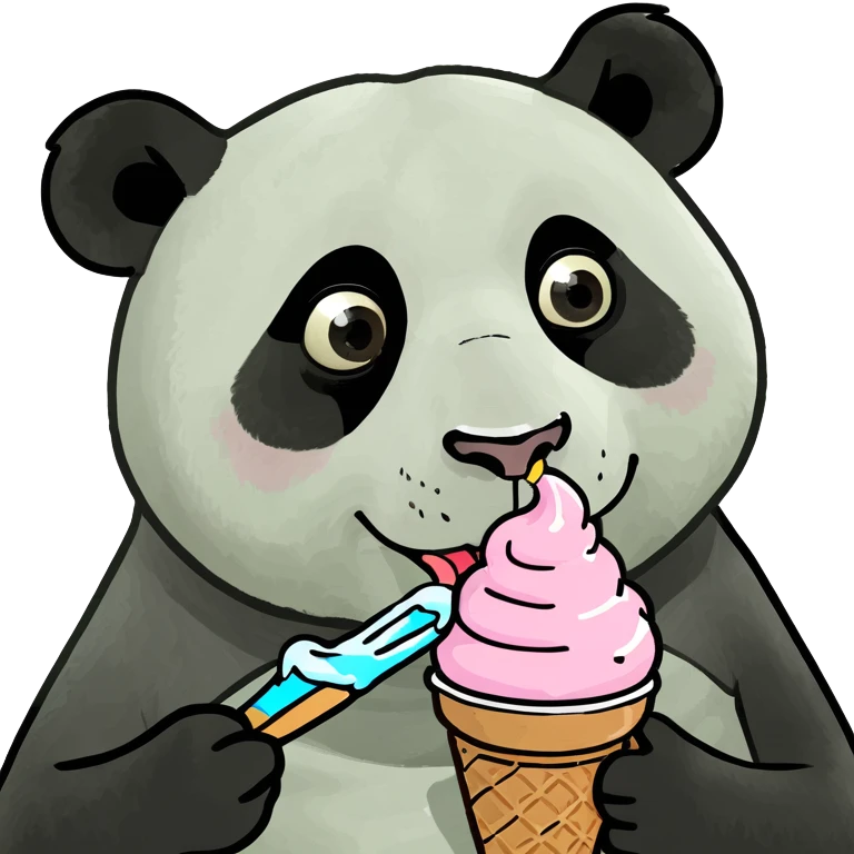 Panda eating ice cream emoji