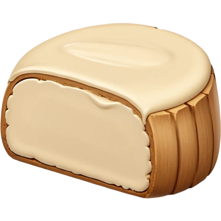 small mound or log of smooth pale beige almond paste with dense slightly matte surface and soft malleable texture, rounded clean edges, one or two slices beside it revealing uniform interior, no packaging or decoration, just the pâte d’amande, soft lighting, subtle shadows, emoji scale emoji