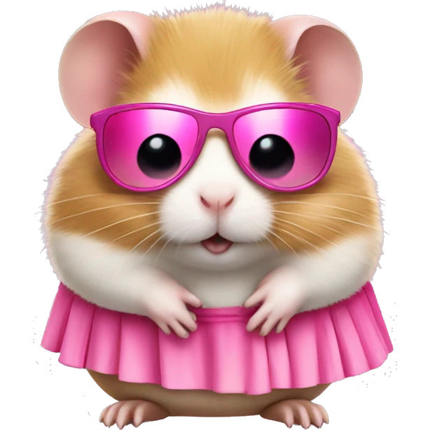 Hamster with sunglasses and pink skirt  emoji