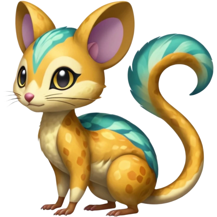 Shiny furry scaley Meloetta-Vernid-Trico-Gerbil-Genet-Pokémon-Fakémon-hybrid-fusion-creature emoji