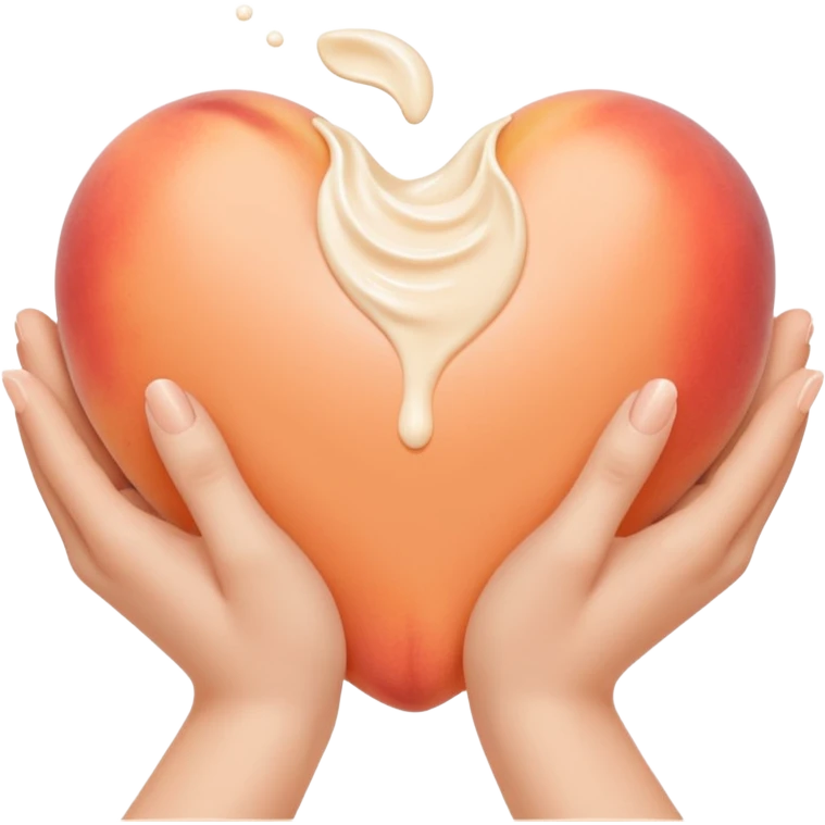 Minimal emoji of 2 hands gently applying skincare cream, soft nude and peach tones, clean beauty aesthetic, calm and elegant, subtle glow emoji