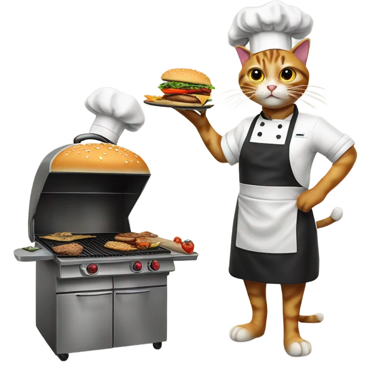 cat cooking burger emoji