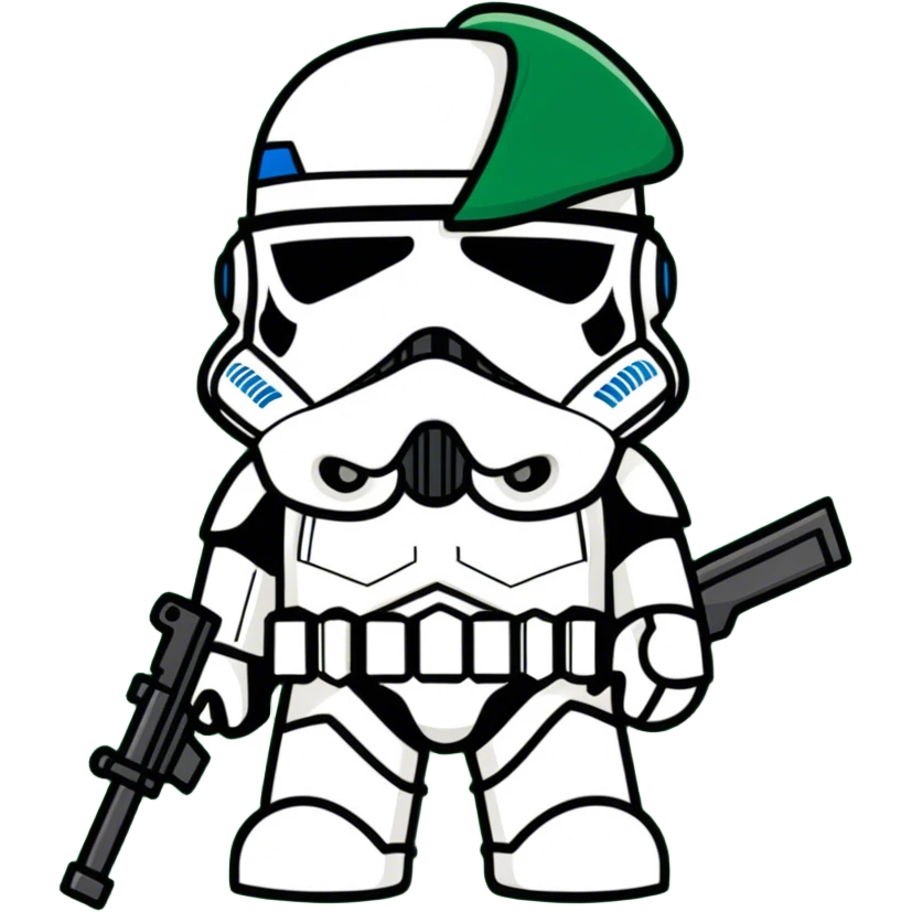 Stormtrooper wearing green barete emoji