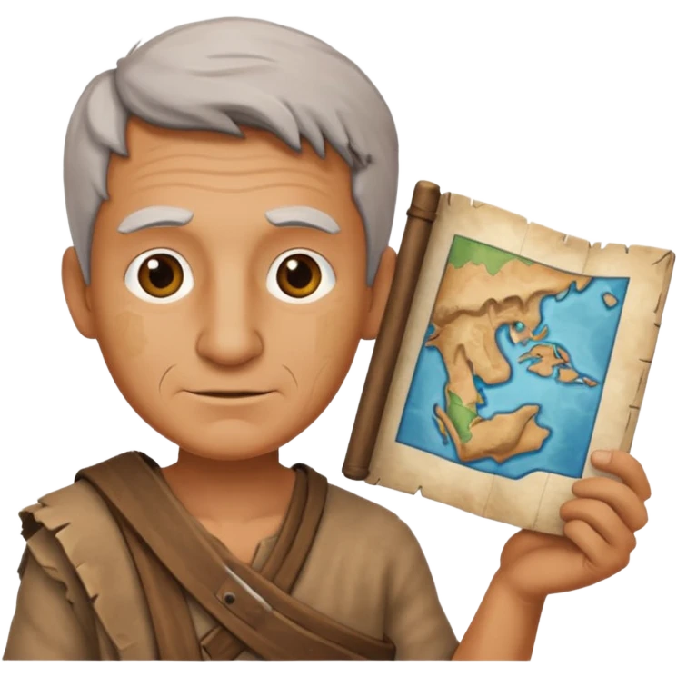 Ancient man with map  emoji