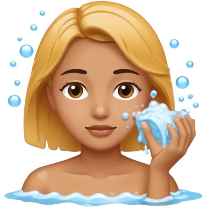 a female washing her face outside of shower  emoji