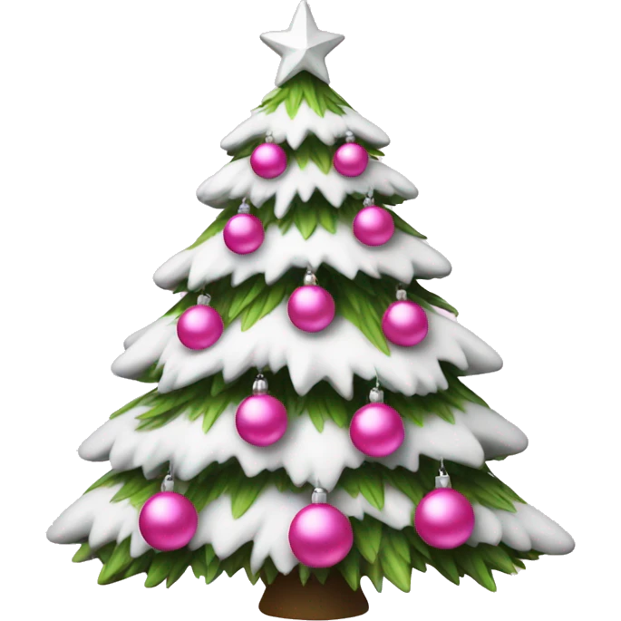 White Christmas tree with pink ornaments emoji