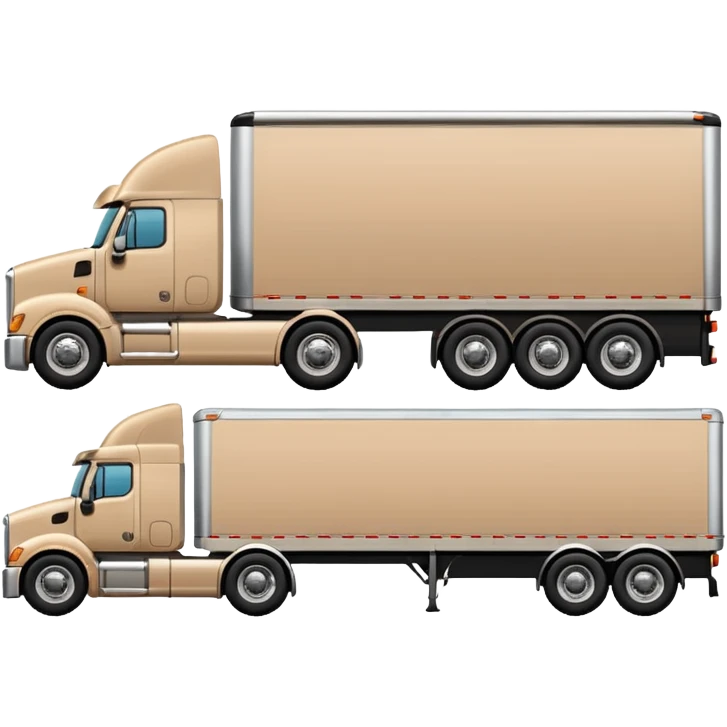 tan semi truck and trailer, side view, simplified emoji
