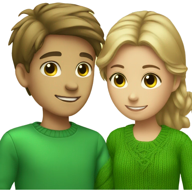 boy giving green sweater to girl emoji