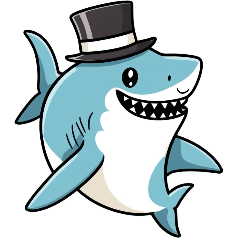 Shark with a top hat emoji