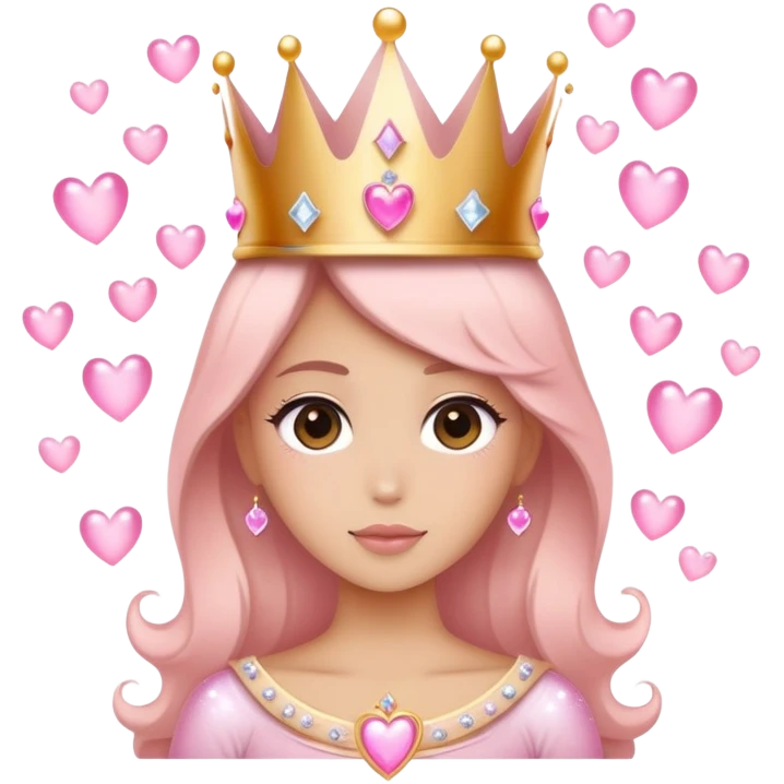 A girly silhouette wearing a crown, surrounded by sparkles, hearts, and maybe a soft pink aura. emoji