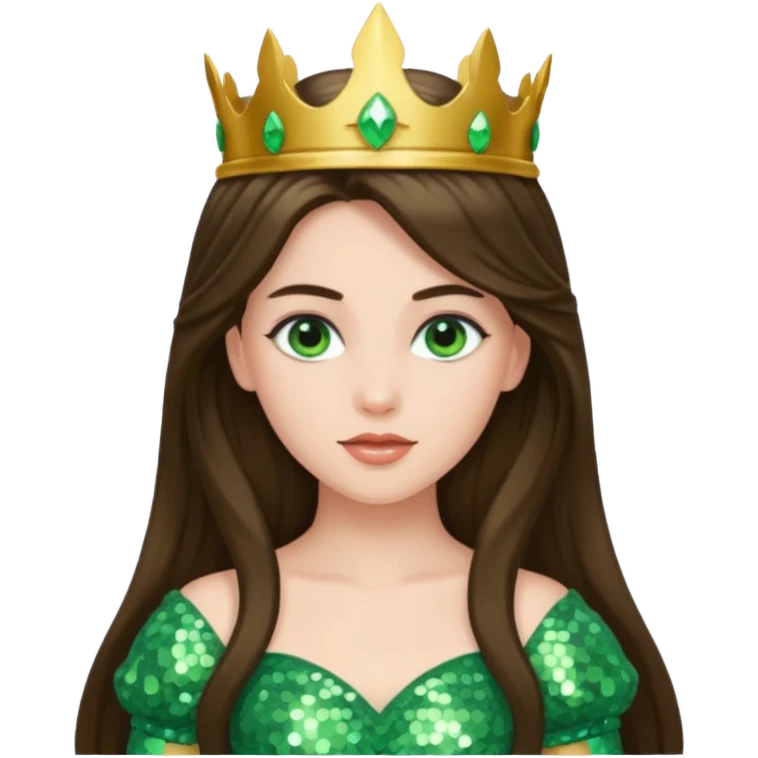 Princess Ozma from Oz with long brunette hair, light green sequin outfit emoji