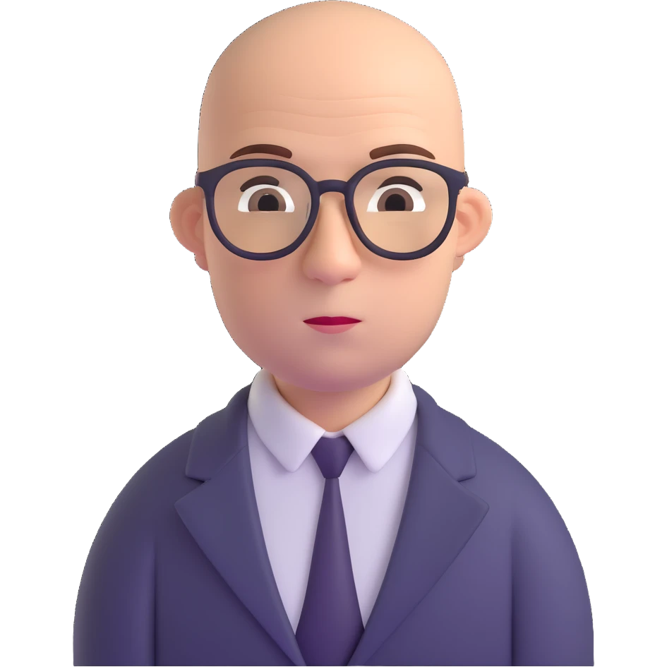 bald guy with glasses, looking dumb emoji