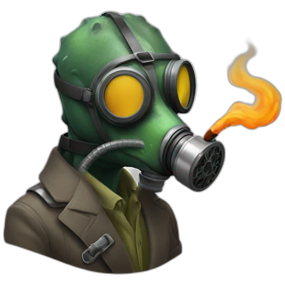 Gas mask dinosaur smoking  emoji