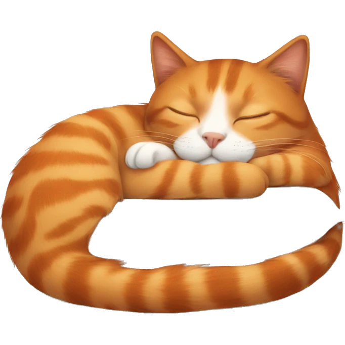 orange cat sleeping with long brown hair girl emoji