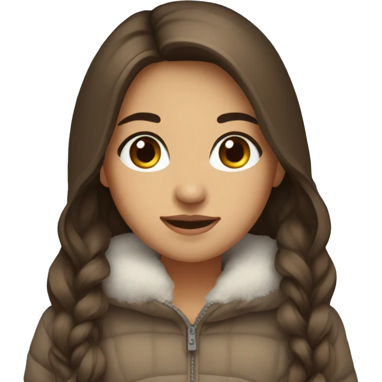 winter clothes, hispanic, long brown hair, girl, brown eyes emoji