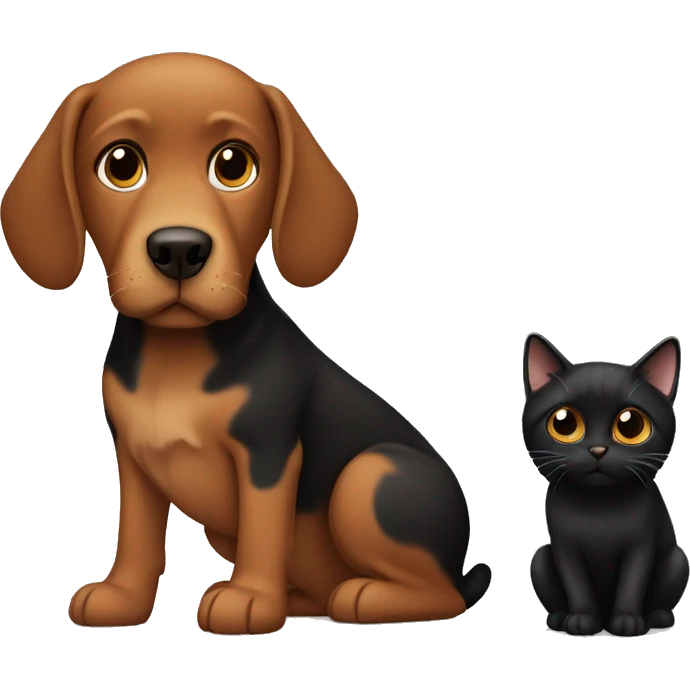 brown dog with black cat  emoji