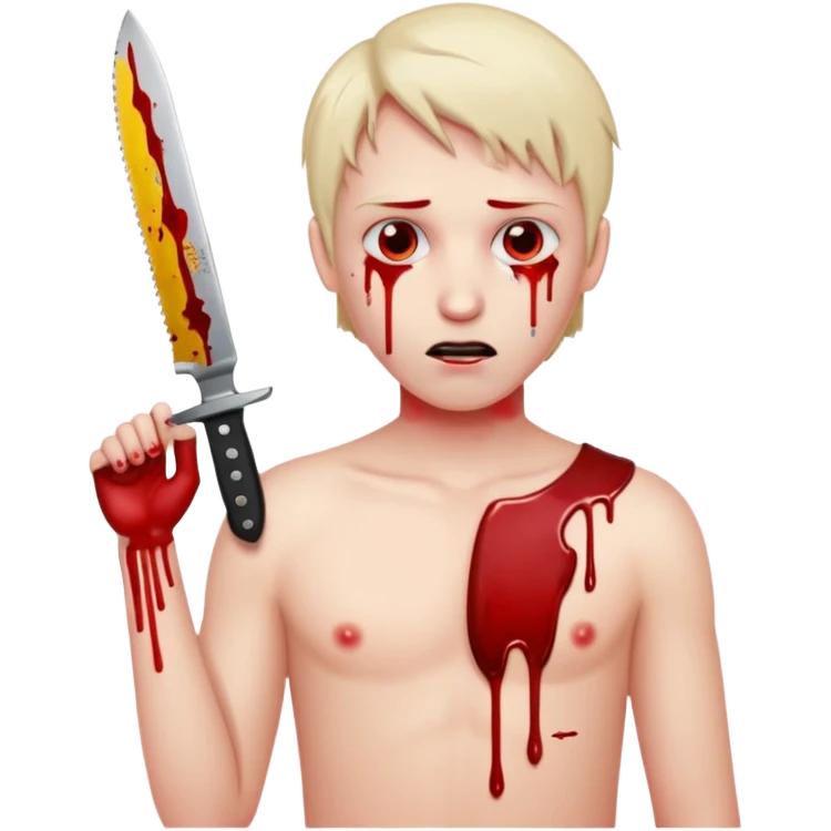 Ölü adam yaşıyor korkunç göğüsünde bıçak saplı emoji
