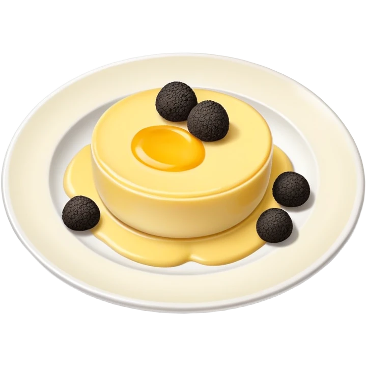 Plate of egg custard with black truffle  emoji