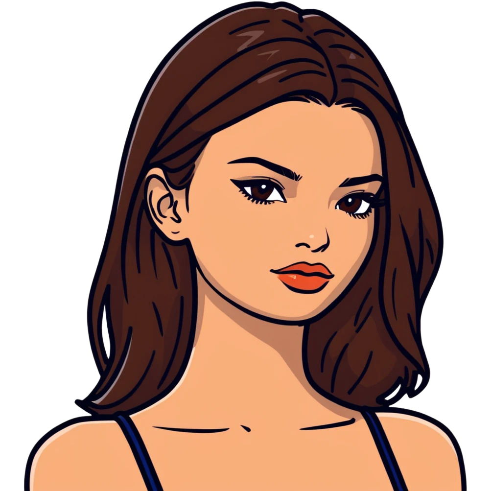 Emily Ratajkowski, beautiful fashion model with brown eyes, long brown hair, defined cheekbones emoji