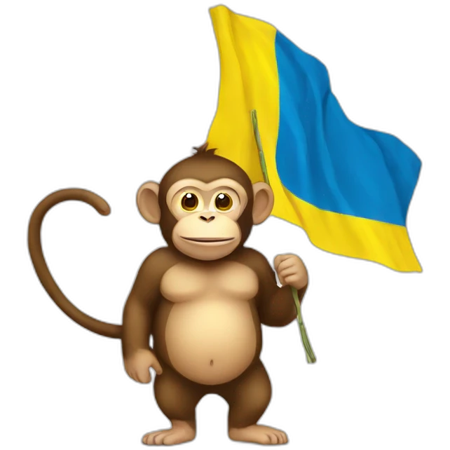 Fat monkey with Ukraine flag emoji